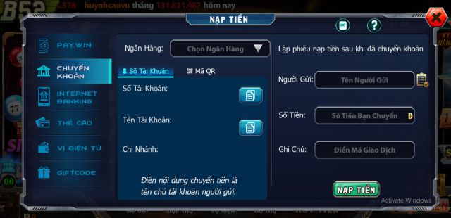 Hỗ trợ nạp rút tại B52 Club: tính năng và cách thức