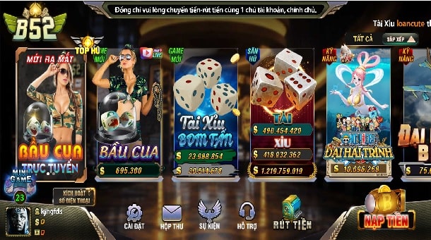 Diverse hệ thống game cá cược tại B52f Club